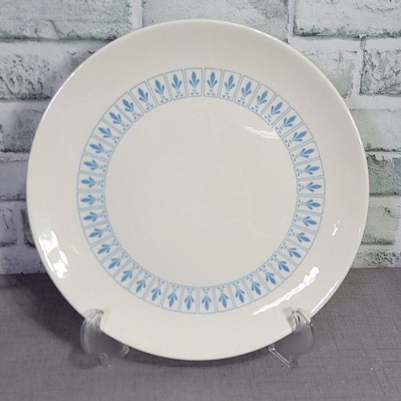 Vintage 60s Homer Laughlin Richelieu Fleur De Lis Chop Plate 12.5" Ivory & Blue - Picture 1 of 7